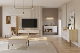 Wohnzimmer Ore – Eiche Lindberg/Kaschmir