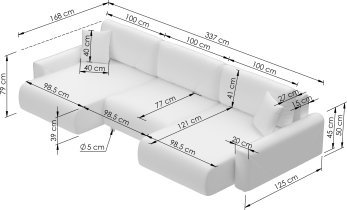 Ecksofas Dolmar - Wohnlandschaft in U-Form Rima
