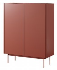 Hohe Kommode Color KD-97 - Rot/Linea Eiche