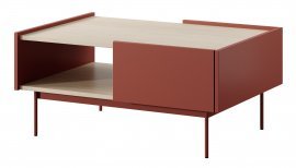 Tischchen für das Wohnzimmer Color L-97 - Rot/Eichenholz Linea
