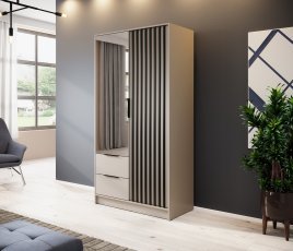 Kleiderschrank Nelly 2D mit Spiegel - Kaschmir