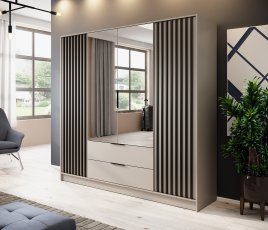 Kleiderschrank Nelly 4D mit Spiegel - Kaschmir