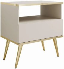 Nachtkästchen Oro – Beige – goldene Beine
