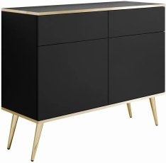 Kommode Oro KSZ107 – Schwarz – goldene Füße – montiert