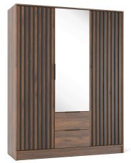 Kleiderschrank Nelly 3D mit Spiegel – Warmia-Nussbaum