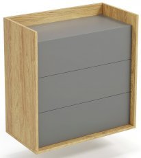 Mobius Kommode 3S - Hickory Eiche/Grau
