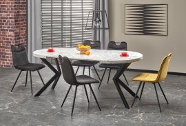 Ausziehbarer Esstisch Peroni 100/250 cm - weißer Marmor/schwarz