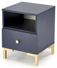 Nachttisch Silvia - dunkelblau/gold