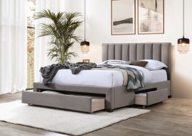 Bett Grace - 140x200 cm - beigefarbener Samt