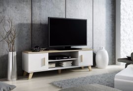 TV-Kommode Lotta 160 cm 2T2S – Weiß/Eiche Sonoma