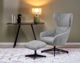Sessel Fredy mit Fußstütze – grau