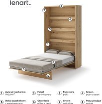 Bed Concept - Kleiderschrankbett Lenart - Bed Concept 02 - 120x200 cm - Artisan Eiche