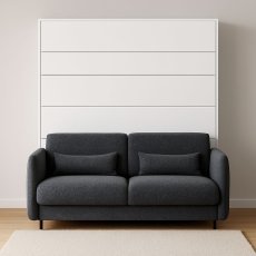 Komplett Bett im Schrank, Kopfteil Graphit, Schlafsofa Graphit, LED, Matratze Bed Concept 13 - 180x200 cm - weiß