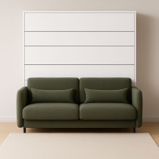 Komplettbett im Schrank, grünes Kopfteil, grünes Schlafsofa, LED, Matratze Bed Concept 13 - 180x200 cm - weiß