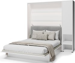 Bed Concept - Set aus Schrankbett BC-13, Kopfteil BC-33, 1x LED, Schränken BC-07 und Matratze – 180x200 cm – Weiß/Grau