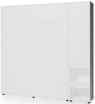 Bed Concept - Set: Bett im Schrank BC-13, Kopfteil BC-33, 1xLED, Schränke BC-07, Matratze – 180x200 cm – weiß/blau