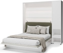 Bed Concept - Schrankbett-Set BC-13 mit Kopfteil BC-33, 1x LED, Schränke BC-07 und Matratze – 180x200 cm – Weiß/Grün