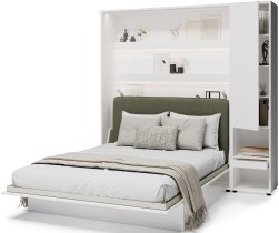 Bed Concept - Schrankbett-Set BC-13 mit Kopfteil BC-33, 1x LED, Schränke BC-07 und Matratze – 180x200 cm – Weiß/Grün