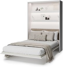 Elektrisches Schrankbett BC-36 mit beigem Kopfteil – 140 × 200 cm – Weiß