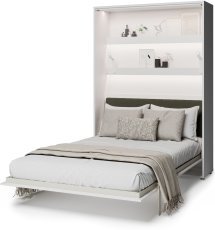 Elektrisches Schrankbett BC-36 mit grünem Kopfteil – 140 × 200 cm – Weiß