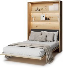 Elektrisches Schrankbett BC-36 mit Kopfteil in Graphit – 140 × 200 cm – Artisan-Eiche