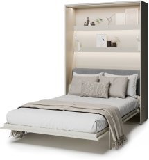 Elektrisches Schrankbett BC-36 mit grauem Kopfteil – 140 × 200 cm – Kaschmir
