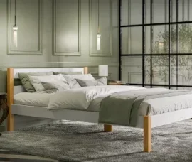 Bett Inka 120x200 cm - weiß/Eiche
