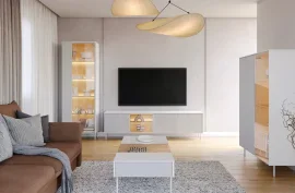 Wohnzimmer Liba – Weiße Seide/Eiche Vincenza