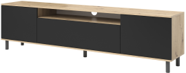 TV-Kommode Logan 200 cm runde Metallbeine - Artisan Eiche/Schwarz