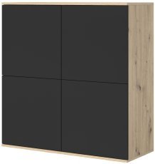 Kommode Logan 4D Kunststofffüße - Artisan Eiche/Schwarz