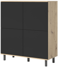 Kommode Logan 4D runde Metallfüße - Artisan Eiche/Schwarz