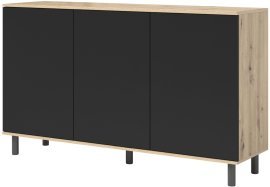 Kommode Logan 3D Metallrundfüße - Artisan Eiche/Schwarz