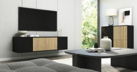 Statische TV-Kommode Ross 140 cm - Front Artisan Eiche/Schwarz
