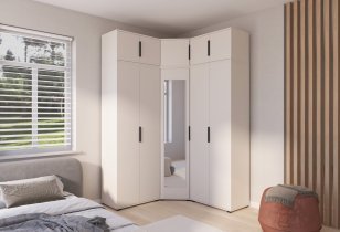 PKMebel - Modulare Eckgarderobe mit Spiegel Bianco 10