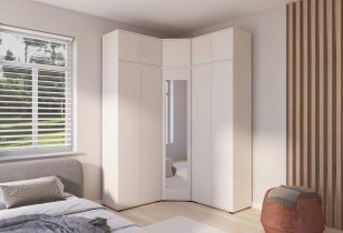 PKMebel - Modulare Eckgarderobe mit Spiegel Bianco 10