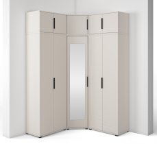 PKMebel - Modulare Eckgarderobe mit Spiegel Bianco 10