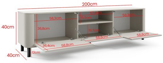 PKMebel - TV-Lowboard Norvik – Metallfüße – Kaschmir