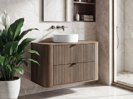 Wandschrank Lando 80 für Aufsatzwaschbecken – Nussbaum