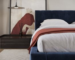Betten FDM - Bett mit Hebefunktion und Bettkasten Florida – 180x200 cm – Paris Deep Blue