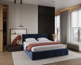Betten FDM - Bett mit Hebefunktion und Bettkasten Florida – 180x200 cm – Paris Deep Blue