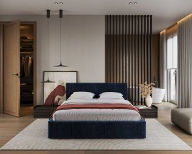 Bett mit Hebefunktion und Bettkasten Florida – 180x200 cm – Paris Deep Blue