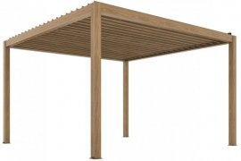 Gartenpergola Luxe 4x4m mit LED und elektrischem Dach - Holz
