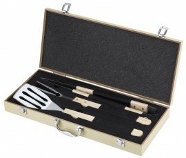 Grillbesteck-Set in Holzkiste