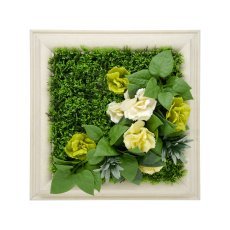 Tafel mit farbenfrohen Eustoma-Blüten (33x33 cm)