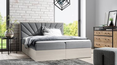 Meble Gruška - Boxspringbett Wood 7 - Nordisches Teak