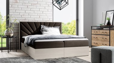Meble Gruška - Boxspringbett Wood 7 - Nordisches Teak