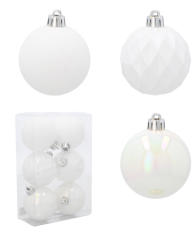 6-teiliges Christbaumkugel-Set, 6 cm – Weiß – GIF2822