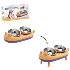 Set aus 2 Edelstahlnäpfen für Hund/Katze mit Ständer - PET7734