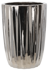 Keramischer Zierblumentopf – silber gerippt – ELI3451
