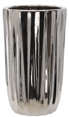 Keramischer Zierblumentopf 24,5 cm – silberfarben gerippt – ELI3468